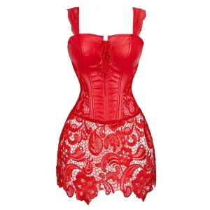 corset lingerie rouge en polyester