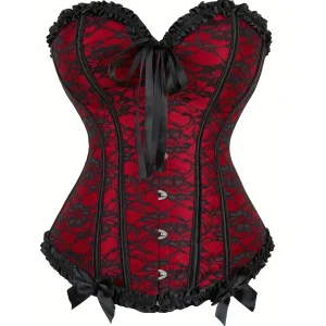 corset rouge en spandex et polyester