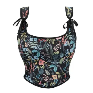 corset fleuri noir