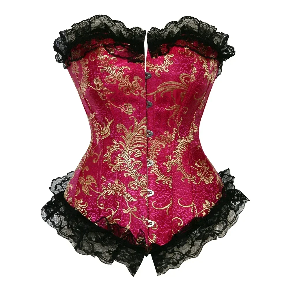 Corset Bustier Rose et Doré Néo-Victorien – Image 2
