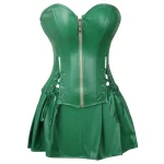 robe corset simili cuir verte