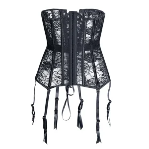 Ceinture Corset Noire Porte-Jarretelles