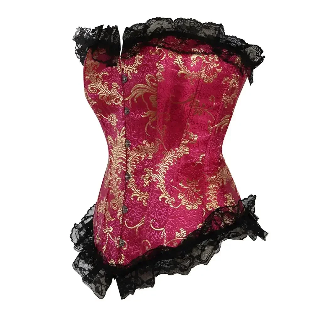 Corset Bustier Rose et Doré Néo-Victorien – Image 4