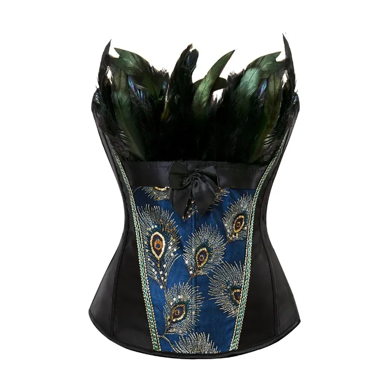 Corset Noir Plumes de Paon Grande Taille – Image 2