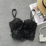 soutien gorge corset plume noir