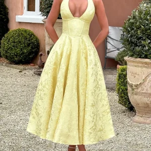robe corset bal jaune élégante