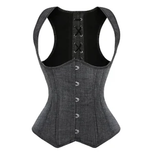 corset jeans noir en gros plan
