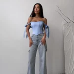 corset bleu pastel en satin