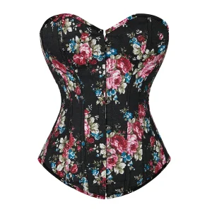 corset en jean noir floral