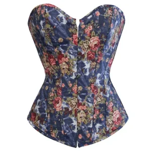 Corset en Jean Bleu Fleuri