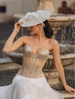 corset long beige en satin