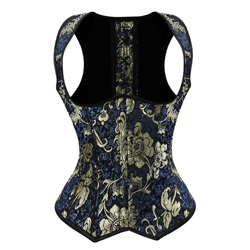 corset floral japonais bleu