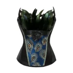 corset noir plumes de paon