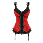 Corset Rouge et Noir Fleuri Sexy