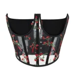 corset noir fleuri