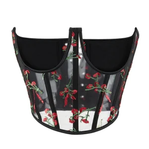 corset noir fleuri