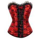 corset rouge et noir fleuri grande taille