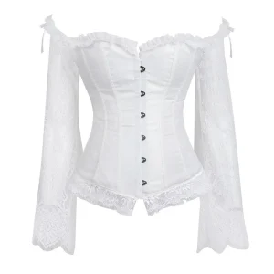 Corset Bustier Blanc Manches Longues