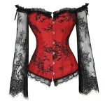 corset rouge et noir avec manches longues
