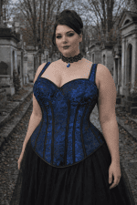 corset gothique romantique bleu grande taille choker pierre bleu robe tulle noir paris