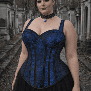 corset gothique romantique bleu grande taille choker pierre bleu robe tulle noir paris