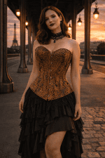 corset leopard gothique bustier jupe noire pont bir hakeim paris