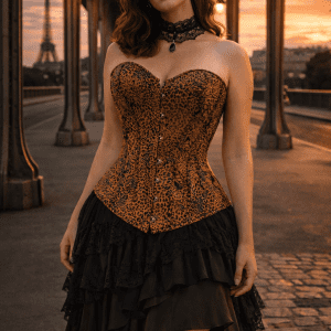 corset leopard gothique bustier jupe noire pont bir hakeim paris