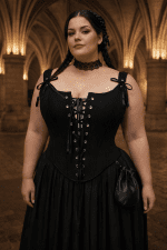 corset noir renaissance grande taille mannequin femme conciergerie paris