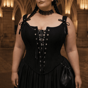 corset noir renaissance grande taille mannequin femme conciergerie paris