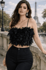 corset soutien gorge noir plumes naturelles bretelles fines femme