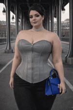 corset similicuir gris zip avant femme grande taille pont bir hakeim paris gothique moderne