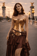 corset steampunk dore bustier vintage jupe bordeaux pont alexandre iii paris