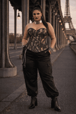 corset camouflage grande taille femme 3xl pantalon cargo noir pont bir hakeim paris style steampunk moderne