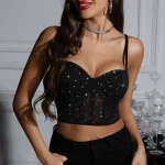 Corset Soutien-Gorge Noir à Paillettes