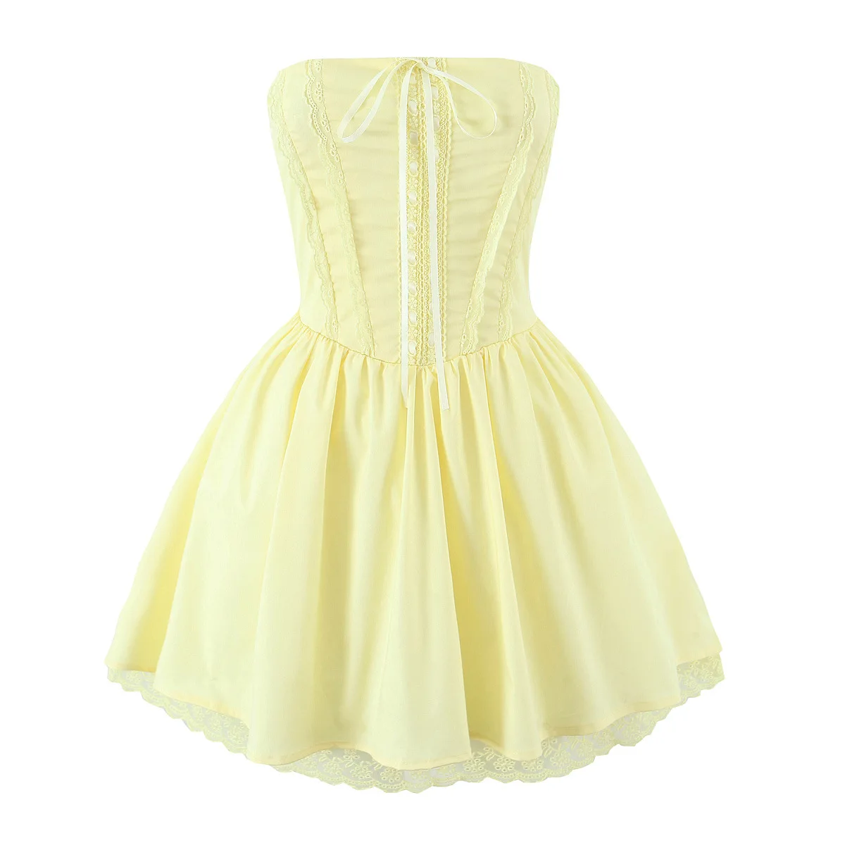 Robe Corset Bustier Jaune Pastel Courte – Image 4