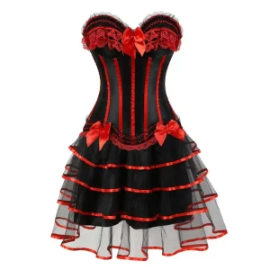 Robe Corset Noire et Rouge Grande Taille