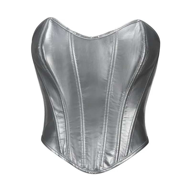 Corset Bustier Gothique Gris Métallisé – Image 2