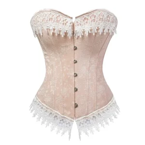 Corset Victorien Beige Rosé Grande Taille