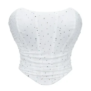 Corset Bustier Blanc Paillettes Scintillantes