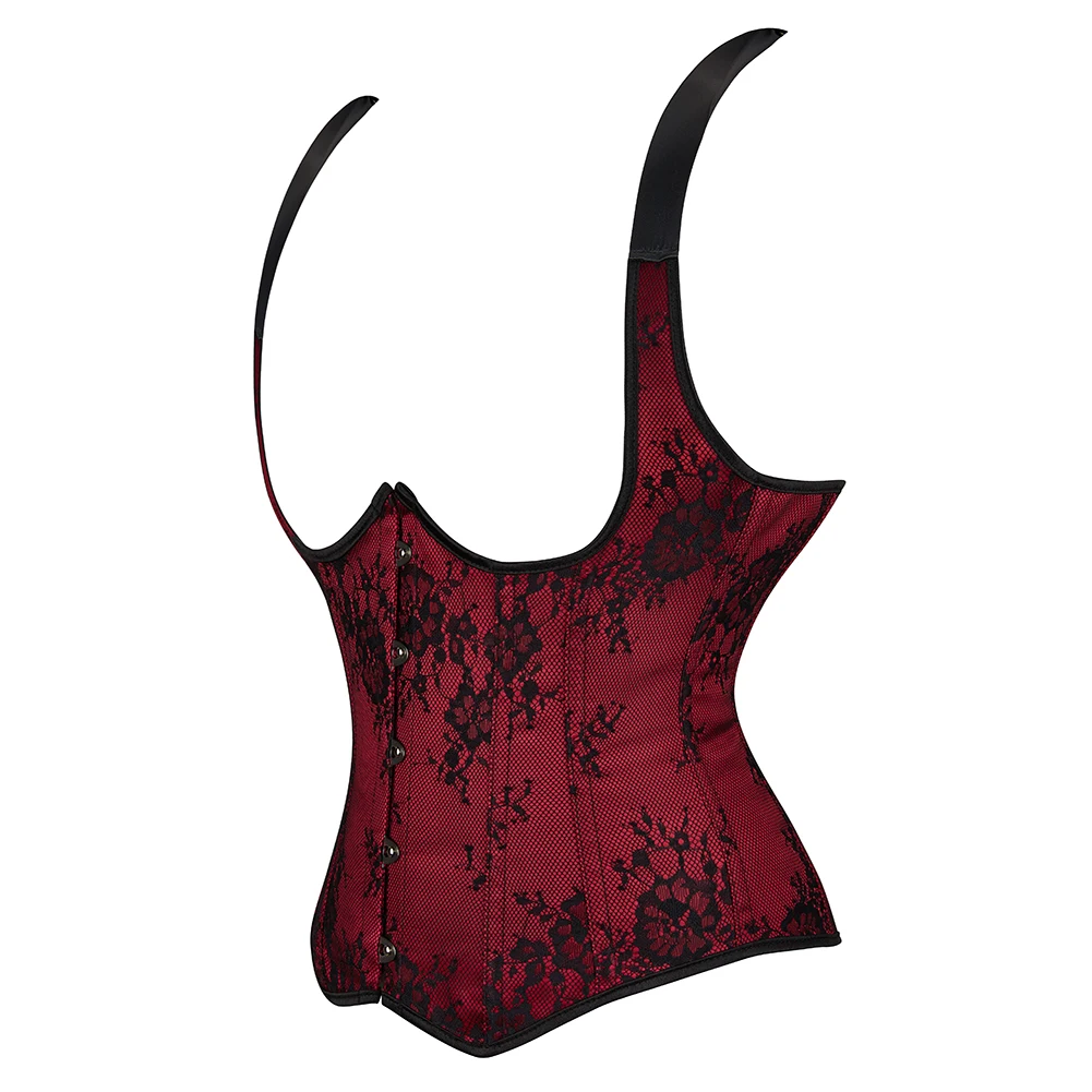 Corset Rouge et Noir Gothique à Licou – Image 3