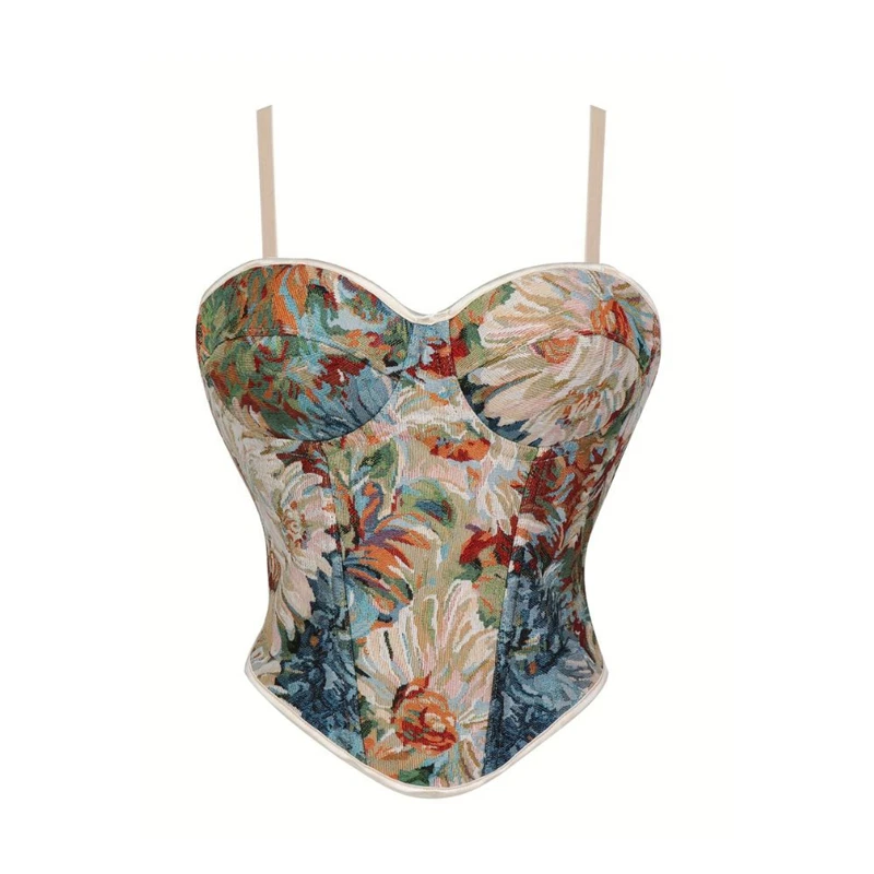 Bustier Corset Fleuri Renaissance à Bretelles – Image 2