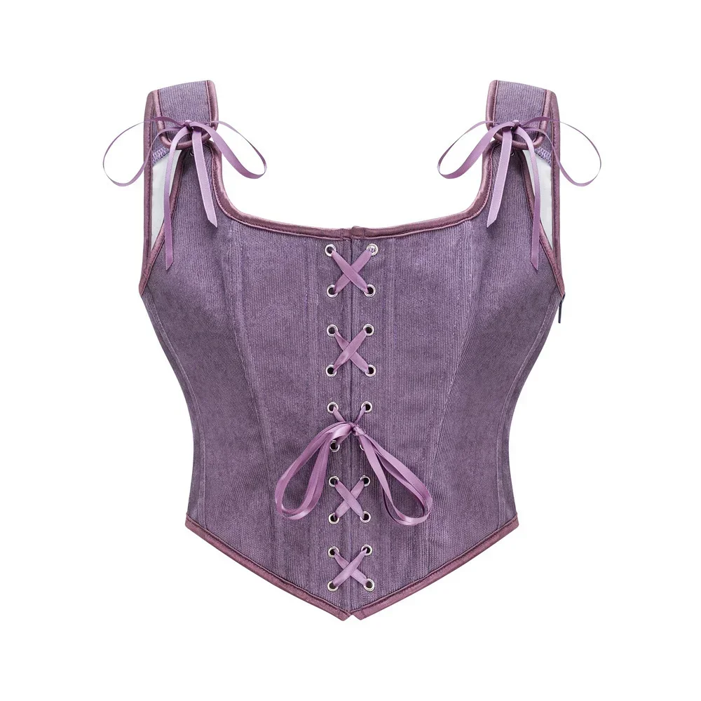 Bustier Corset Violet Pervenche style Velours – Image 2