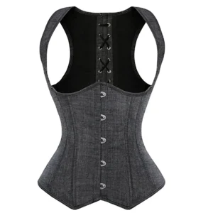 Corset Sous-Poitrine en Jean Noir à Bretelles