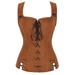Corset Bustier Pirate Marron à Lacets