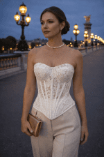 corset blanc dentelle femme bustier structurant avec baleines apparentes tenue élégante chic
