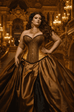 corset doré bronze à paillettes femme taille xl palais garnier jupe satin duchesse style néo victorien