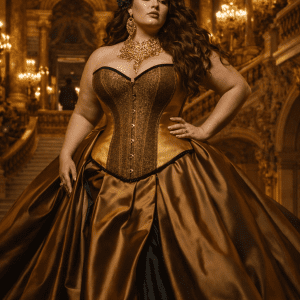 corset doré bronze à paillettes femme taille xl palais garnier jupe satin duchesse style néo victorien