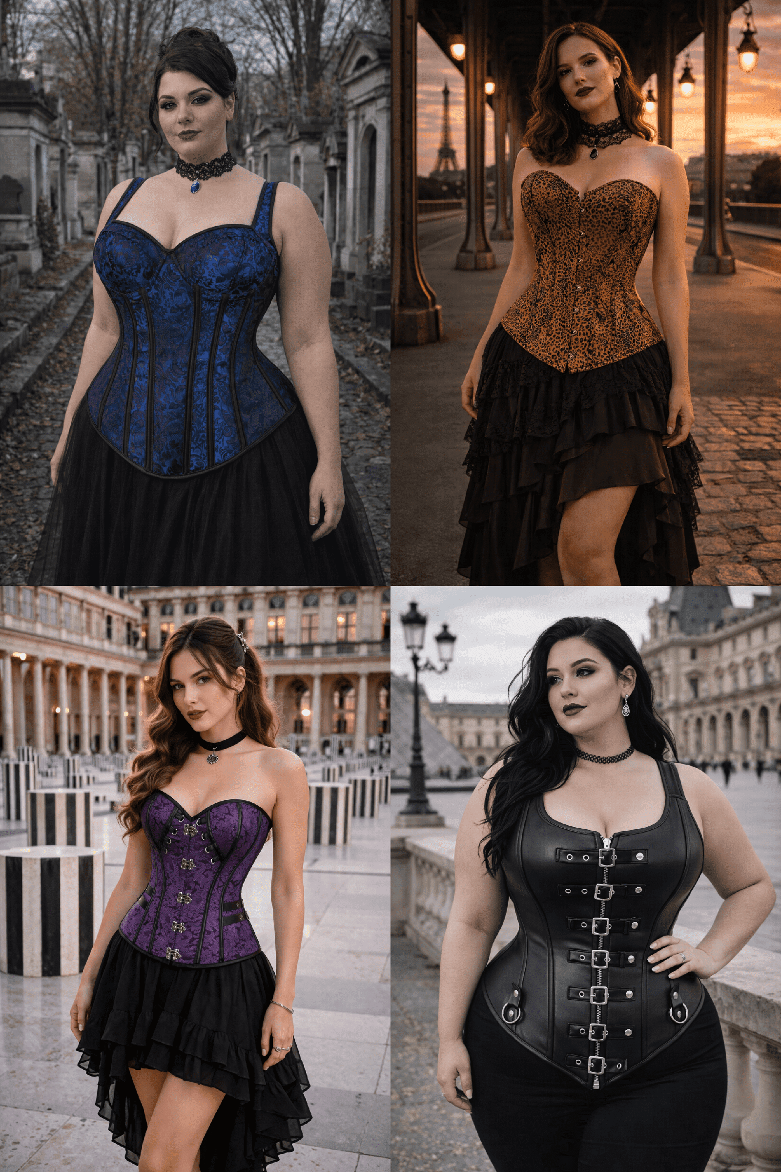 Montage de tenues avec corset gothique styles romantique moderne chic et classique