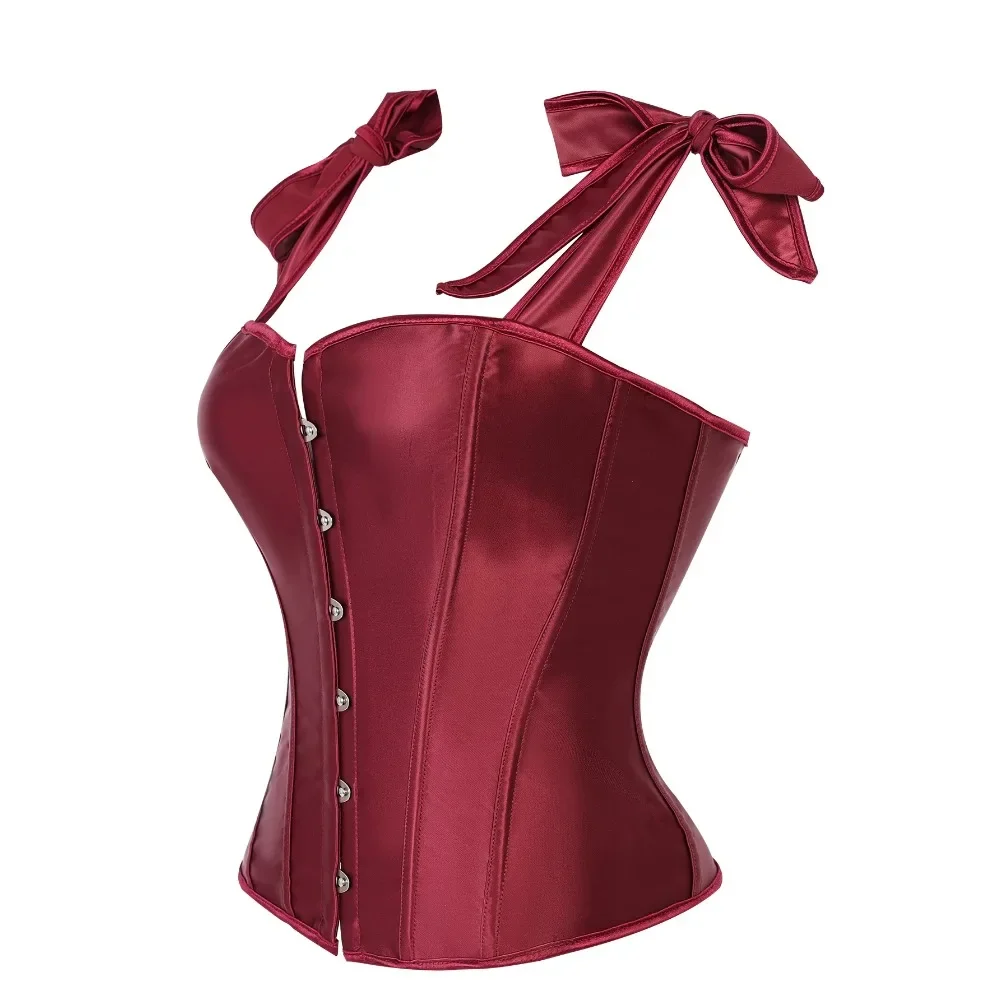 Corset Bustier Gothique Bordeaux Satiné – Image 4