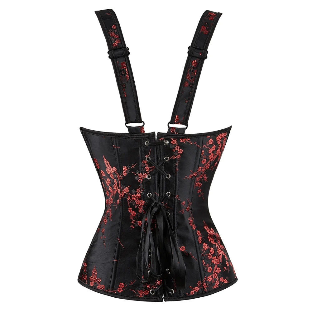 Corset Gothique Noir et Rouge à Bretelles – Image 3